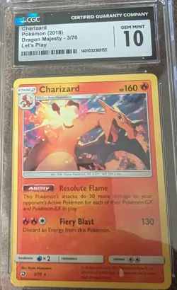 CGC GEM MINT 10 Charizard 3/70 Let's Play PROMO Dragon Majesty Pokemon Card - Image 1