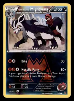 Team Magma's Mightyena 19/34 Common Double Crisis Pokemon Reverse Holo Near Mint - Image 1