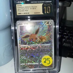 EEVEE 2025 POKEMON GEM PACK VOL.2 STARS HOLO 01 06/15 S.CHINESE CGC 10 pristine - Image 1
