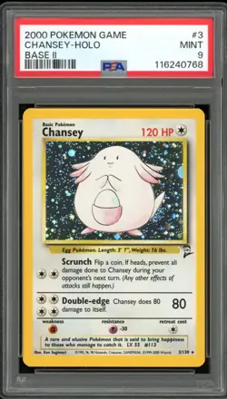 2000 Pokemon Base Set 2 #3 Chansey Holo PSA 9 Mint - Image 1
