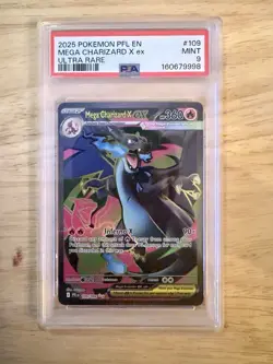 2025 Pokemon Phantasmal Flames Mega Charizard X ex Ultra Rare #109/094 PSA 9 - Image 1