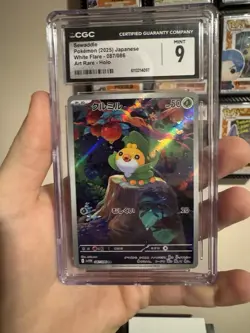 Sewaddle White Flare Full Art Tcg Cgc 9 Graded Japanese Pokemon - Image 1