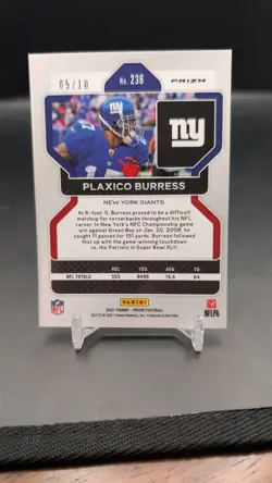 2021 Panini Prizm Plaxico Burress True Gold SSP #05/10 GIANTS 236 - Image 2