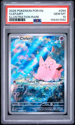 2026 Pokemon Por En-Perfect Order #094 Clefairy Illustration Rare PSA 10 - Image 1