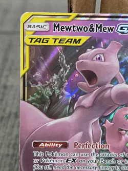 Mewtwo & Mew GX 71/236 Sun & Moon Unified Minds Tag Team Pokemon Card HP / DMG - Image 2