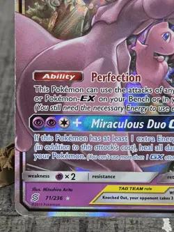 Mewtwo & Mew GX 71/236 Sun & Moon Unified Minds Tag Team Pokemon Card HP / DMG - Image 5