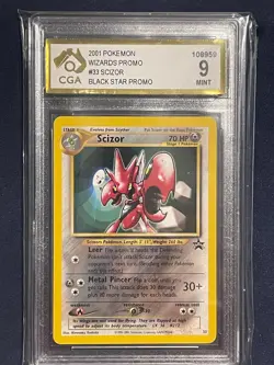 SCIZOR # 33 Black Star Promo Rare Pokemon Card 2001 WOTC tcg CGA MINT 9 - Image 1