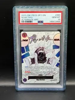 Gear Two PSA 10 One Piece English Card Luffy D. Monkey OP11-080 Alt Art 2025 - Image 1