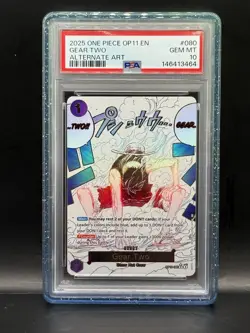Gear Two PSA 10 One Piece English Card Luffy D. Monkey OP11-080 Alt Art 2025 - Image 2