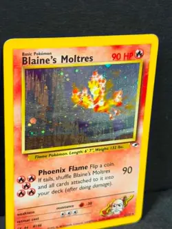 Pokemon BLAINE'S MOLTRES 1/132 Gym Heroes HOLO RARE Playing Card TCG ** L@@K * - Image 2