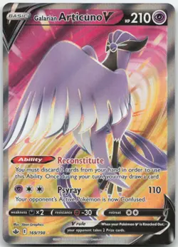 Galarian Articuno V 169/198 SWSH06: Chilling Reign Pokemon Card NM - Image 1