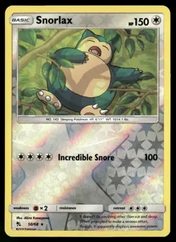 Snorlax 50/68 Rare Hidden Fates Pokemon Reverse Holo NM/M - Image 1