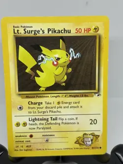 Vintage Pokemon TCG - Lt. Surge's Pikachu - 81/132 - Gym Heroes - LP - Image 1