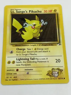 Vintage Pokemon TCG - Lt. Surge's Pikachu - 81/132 - Gym Heroes - LP - Image 2