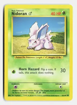 Nidoran M 55/102 Common Base Set Unlimited Moderately Played - Image 1