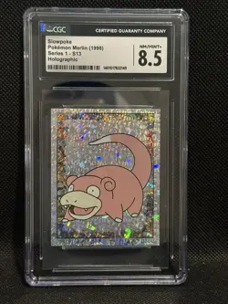 1998 Pokemon CGC 9 English Merlin Series 1 Holo Slowpoke Sticker #S13 - Image 1