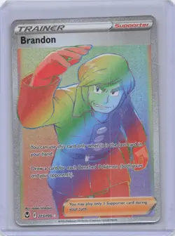 Pokemon TCG Brandon (Secret) Holo Secret Rare SWSH12: Silver Tempest 203/195 NM - Image 1