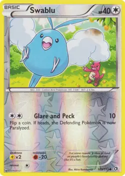 1x Swablu - 103/113 - Common - Reverse Holo Heavily Played Pokemon BW - Legendar - Image 1