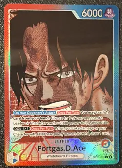 One Piece- Portgas D. Ace Alt Art Leader OP13-002 L English Carrying on His Will - Image 1
