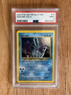 Suicune PSA 9 Pokemon 2001 WOTC Neo Revelation 14/64 Holo Edge Swirl Low POP 309 - Image 1