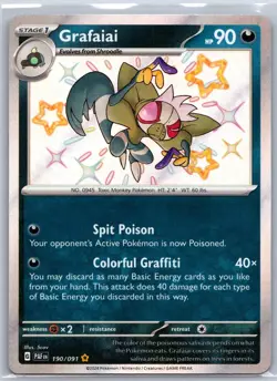 Grafaiai 190/091 Shiny Rare Paldean Fates Pokemon Holo Near Mint - Image 1
