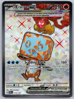 Eiscue ex 210/197 Ultra Rare Obsidian Flames Pokemon Holo Near Mint - Image 1