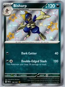 Bisharp 186/091 Shiny Rare Paldean Fates Pokemon Holo Near Mint - Image 1
