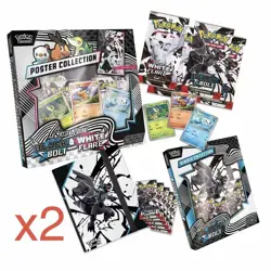 Pokemon 2x Black Bolt Binder + Poster & 2x White Flare Binder + Poster Sams Club - Image 1