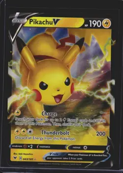 Pokemon TCG - Pikachu V #043/185 Ultra Rare,Holo SWSH04: Vivid Voltage NM - Image 1