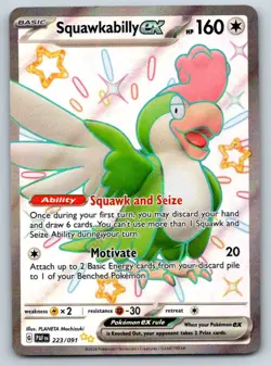 Squawkabilly ex 223/091 Shiny Ultra Rare Paldean Fates Pokemon Holo Near Mint - Image 1