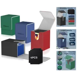 4-Pack Luxury Leather Card Deck Box - Holds 400+ TCG/MTG Cards with Dividers - Image 1