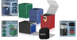 4-Pack Luxury Leather Card Deck Box - Holds 400+ TCG/MTG Cards with Dividers - Image 2
