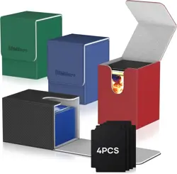 4-Pack Luxury Leather Card Deck Box - Holds 400+ TCG/MTG Cards with Dividers - Image 3