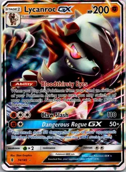 Lycanroc GX 74/145 Holo Ultra Rare Guardians Rising Pokemon Near Mint - Image 1