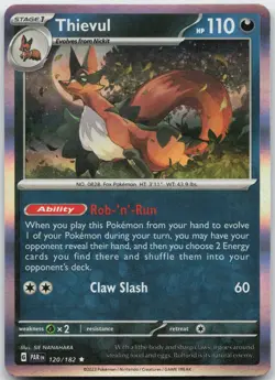 THIEVUL 120/182 RARE PARADOX RIFT POKEMON HOLO NEAR MINT - Image 1