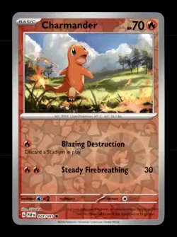 Charmander 007/091 Common Paldean Fates Pokemon Reverse Holo Near Mint - Image 1