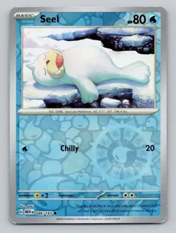 Seel 086/165 Common 151 Pokemon Reverse Holo Near Mint - Image 1
