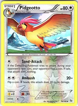 Pidgeotto 76/106 Uncommon Flashfire Pokemon Reverse Holo Near Mint - Image 1