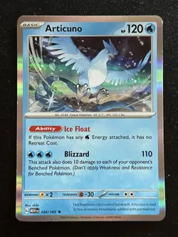 Articuno Holo Rare 144/165 SV: Scarlet & Violet 151 Pokemon TCG NM 144/165 - Image 1