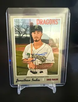 Topps 2019 Heritage MiLB Real One Autographs Jonathan India Auto ROA-JI Dragons - Image 1