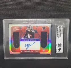 2022 Panini One Formula One Drake London Rookie Auto RPA SGC 9/10 Falcons Pop 1 - Image 1