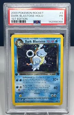 2000 Pokemon Rocket 1st Edition #3 Dark Blastoise Holo PSA 1 - Image 1
