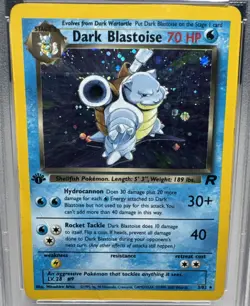 2000 Pokemon Rocket 1st Edition #3 Dark Blastoise Holo PSA 1 - Image 2