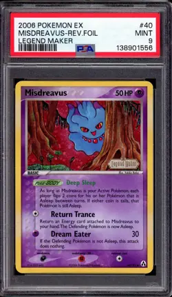 2006 Pokemon EX Legend Maker Misdreavus Reverse Foil #40 PSA 9 MINT - Image 1