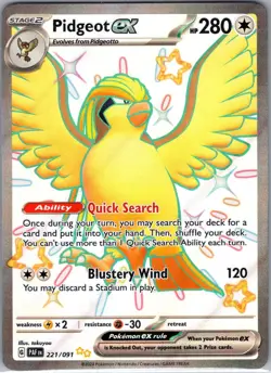 Pidgeot ex 221/091 Shiny Ultra Rare Paldean Fates Pokemon Holo Near Mint - Image 1