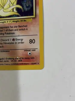 Pokemon TCG Ninetales 12/102 Base Set HOLO DAMAGED - Image 4