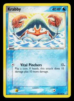Krabby 54/100 Common Crystal Guardians Pokemon Lightly Played - Image 1
