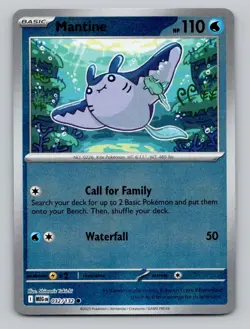Mantine 032/132 Common Mega Evolution Pokemon Reverse Holo Near Mint - Image 1