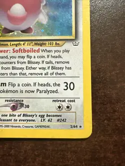Blissey 2/64 Holo HP Pokemon TCG Neo Revelation WOTC - Image 4