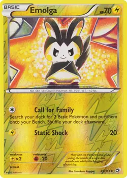 Damaged Emolga - 49/113 - Uncommon - Reverse Holo Pokemon Legendary Treasures - Image 1